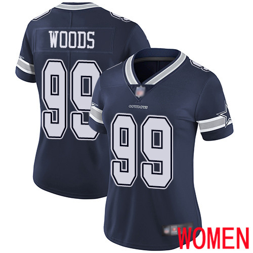 Women Dallas Cowboys Limited Navy Blue Antwaun Woods Home #99 Vapor Untouchable NFL Jersey